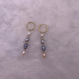 Mavis Hare Pink Gray Pearl Dangle Earrings Stainless Steel Woman