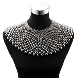 Maxi Bead Chunky Pendant Necklace for Women Metal Choker Collar Accessory