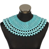 Maxi Bead Chunky Pendant Necklace for Women Metal Choker Collar Accessory