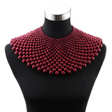 Maxi Bead Chunky Pendant Necklace for Women Metal Choker Collar Accessory