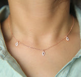 925 Sterling Rose Women Choker Evil Eye Necklace
