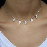 Real 925 Sterling Silver CZ Layer Necklace for Women