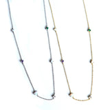 925 Sterling Fire Opal Station Long Chain Necklace