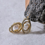Delicate Cubic Zircon Natural Pearl Stud Earrings
