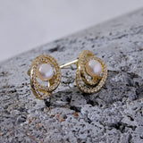 Delicate Cubic Zircon Natural Pearl Stud Earrings