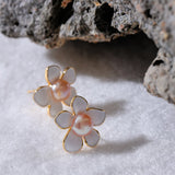 Freshwater Pearls Enamel Flower Stud Earrings Women Charm Jewelry Gift