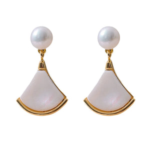 Freshwater Pearls Shell Drop Earrings Copper Stylish Jewelry Gift
