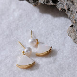 Freshwater Pearls Shell Drop Earrings Copper Stylish Jewelry Gift