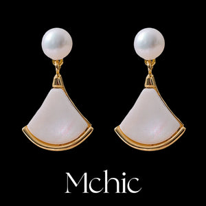 Freshwater Pearls Shell Drop Earrings Copper Stylish Jewelry Gift