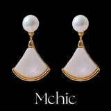 Freshwater Pearls Shell Drop Earrings Copper Stylish Jewelry Gift