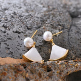 Freshwater Pearls Shell Drop Earrings Copper Stylish Jewelry Gift