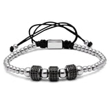 McIlroy Titanium Steel Ball & CZ Beads Macrame Bracelet