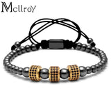 McIlroy Titanium Steel Ball & CZ Beads Macrame Bracelet