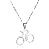 Tendy Bike Cycling Pendant Stainless Steel Necklaces for Women Men