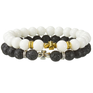 Classic Cross Charm Bracelet Men 8mm Matte Bead Bracelet For Men