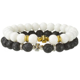 Classic Cross Charm Bracelet Men 8mm Matte Bead Bracelet For Men