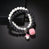 MeMolissa 2pcs Stone Beaded Bracelet Mushroom Bracelets for Men Women Couple Ban