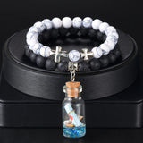 Metal Cross Beaded Bracelet Wishing Bottle Pendant Bracelets for Men Women