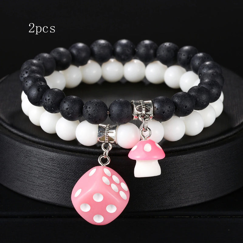 Metal Cross Beaded Bracelet Wishing Bottle Pendant Bracelets for Men Women