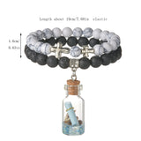 Metal Cross Beaded Bracelet Wishing Bottle Pendant Bracelets for Men Women