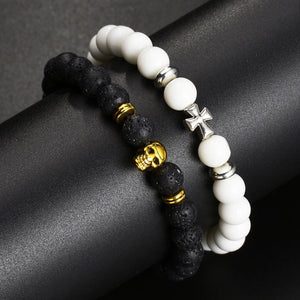MeMolissa 2pcs/Set Couples Distance Bracelet Natural Stone Yoga Beaded Bracelet
