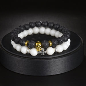 MeMolissa 2pcs/Set Couples Distance Bracelet Natural Stone Yoga Beaded Bracelet
