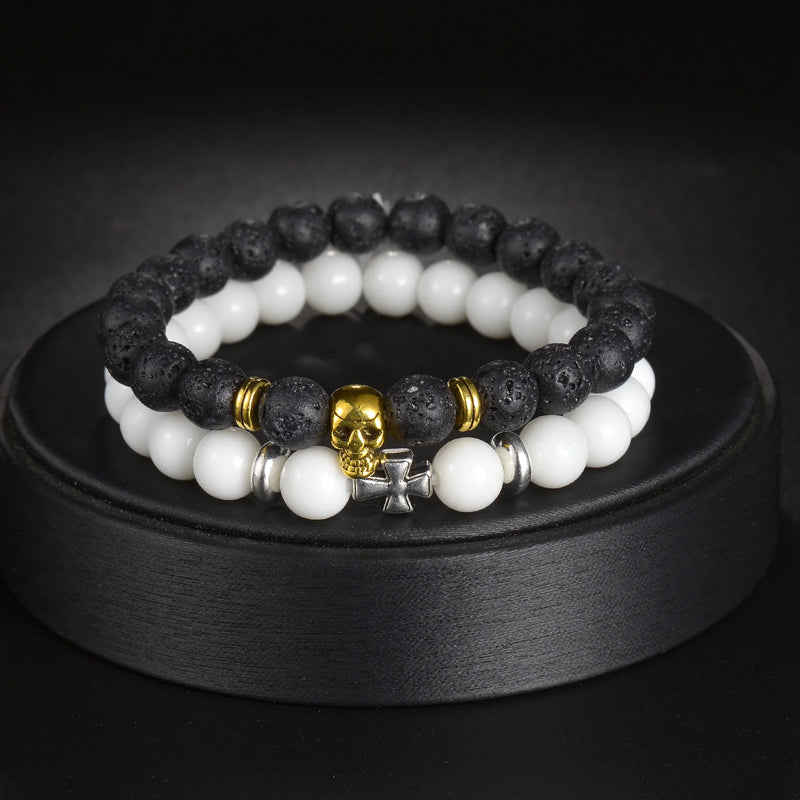 MeMolissa 2pcs/Set Couples Distance Bracelet Natural Stone Yoga Beaded Bracelet