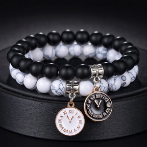 MeMolissa 2pcs/Set Turquoise Beaded Bracelet for Men Women Couple