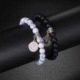 MeMolissa 2pcs/Set Turquoise Beaded Bracelet for Men Women Couple