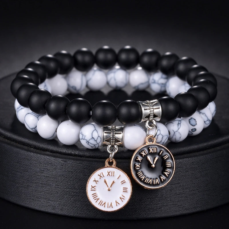 MeMolissa 2pcs/Set Turquoise Beaded Bracelet for Men Women Couple