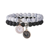 MeMolissa 2pcs/Set Turquoise Beaded Bracelet for Men Women Couple