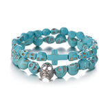Molissa Natural Stone Bracelet Charm Pine Stone Skull Matte Beaded Bangles