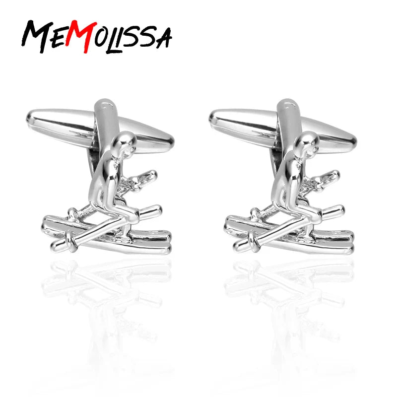 Skier Cufflinks for Men High Gemelos Abotoadura Jewelry