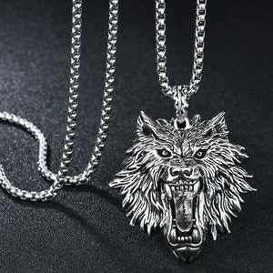 MeMolissa Stylish Wolf Necklace Punk Stainless Steel Animal Head Pendant