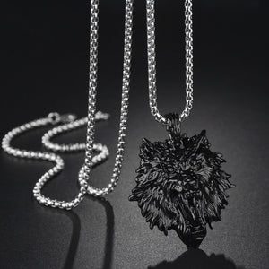 MeMolissa Stylish Wolf Necklace Punk Stainless Steel Animal Head Pendant