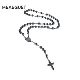Stainless Steel Bead Chain Rosary Jesus Cross Pendant Necklace
