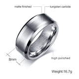 8MM Tungsten Carbide Men's Wedding Band Ring