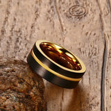 8MM Gold-Color Tungsten Carbide Ring Men One Groove Wedding Bands Size