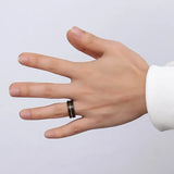 8MM Gold-Color Tungsten Carbide Ring Men One Groove Wedding Bands Size
