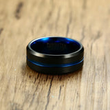 Tungsten Carbide Matte Wedding Bands Carbon Fiber Groove Rings