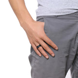 Tungsten Carbide Matte Wedding Bands Carbon Fiber Groove Rings