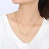 CZ Infinity Pendant Choker Charm Necklace Gold-Color