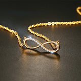 CZ Infinity Pendant Choker Charm Necklace Gold-Color