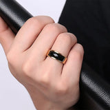 Men Stainless Steel Rhombic Cut Stone Wedding Band Bague Homme 8MM