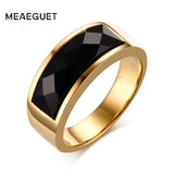 Men Stainless Steel Rhombic Cut Stone Wedding Band Bague Homme 8MM