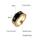 Men Stainless Steel Rhombic Cut Stone Wedding Band Bague Homme 8MM