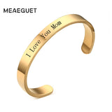 Engraved Women Bracelets Gold Cuff Bangles Mother Gift