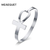 Stainless Steel Ankh Cross Bracelet For Women Key of Life Bangle