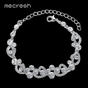 Mecresh Heart-Shape Charm Bracelets for Women Silver Crystal African Girls