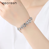 Mecresh Heart-Shape Charm Bracelets for Women Silver Crystal African Girls